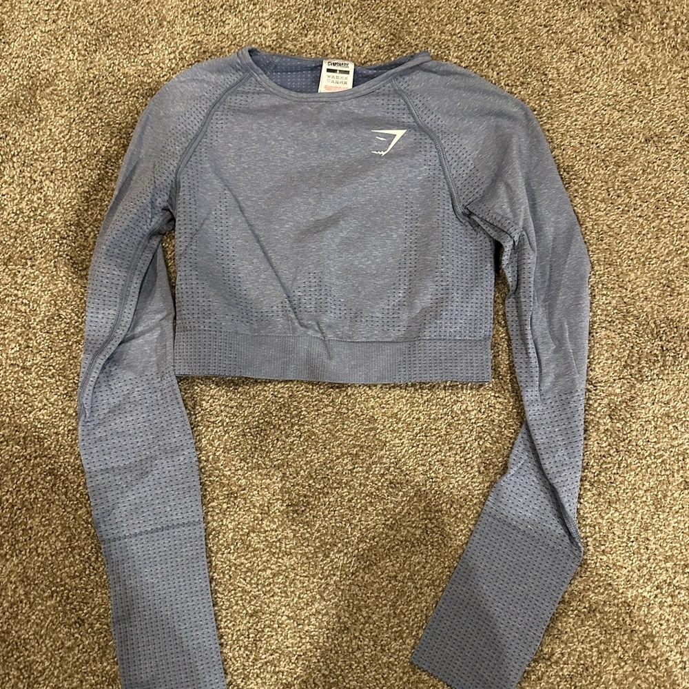 Gymshark Perforated Blue Crop Top